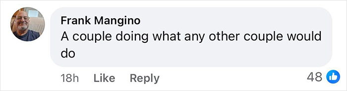 Gay couple responds: Facebook comment screenshot reading A couple doing what any other couple would do, 48 likes Gay couple responds: Facebook comment screenshot reading A couple doing what any other couple would do, 48 likes