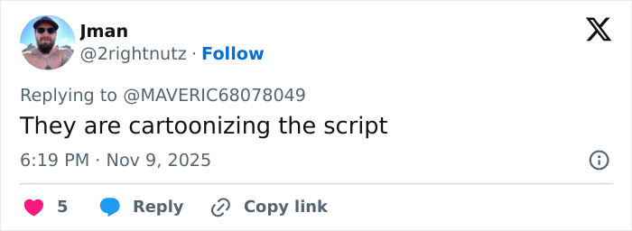 Screenshot of tweet by Jman @2rightnutz reading They are cartoonizing the script; Simpsons 2026 predictions Screenshot of tweet by Jman @2rightnutz reading They are cartoonizing the script; Simpsons 2026 predictions
