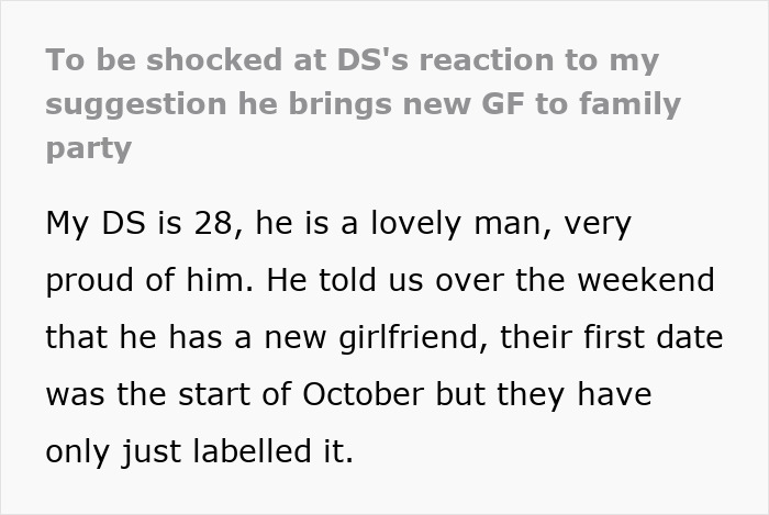Mother inviting son’s girlfriend to family party, son reacts as if mom rushed a proposal unexpectedly. Mother inviting son’s girlfriend to family party, son reacts as if mom rushed a proposal unexpectedly.