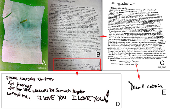 Handwritten documents analyzed in forensic study supporting Kurt Cobain passing not self-inflicted evidence. Handwritten documents analyzed in forensic study supporting Kurt Cobain passing not self-inflicted evidence.