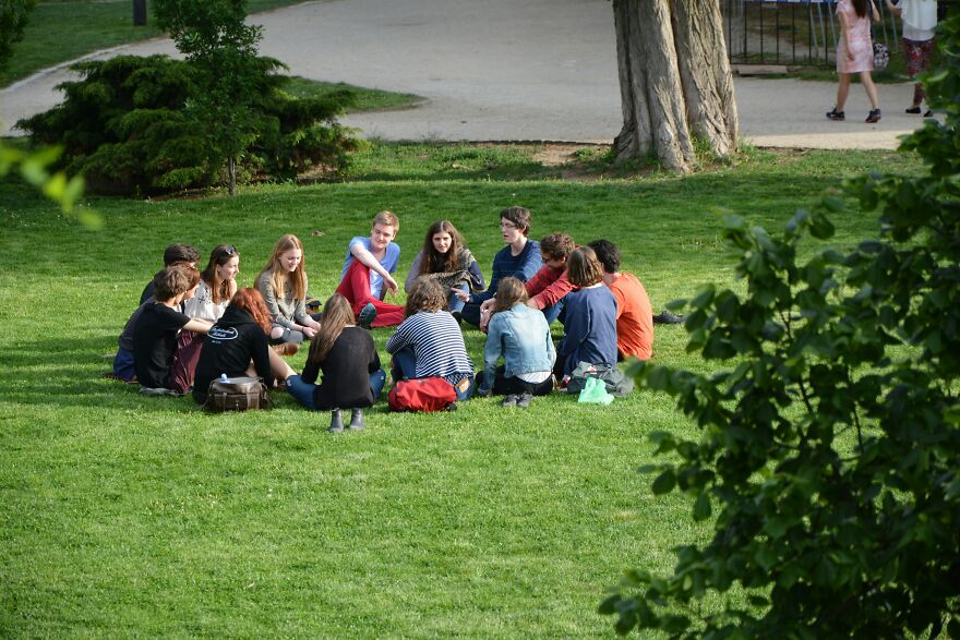 Group of friends sitting in a circle on grass in a park, engaging in paranoia questions and deep conversation outdoors. Group of friends sitting in a circle on grass in a park, engaging in paranoia questions and deep conversation outdoors.