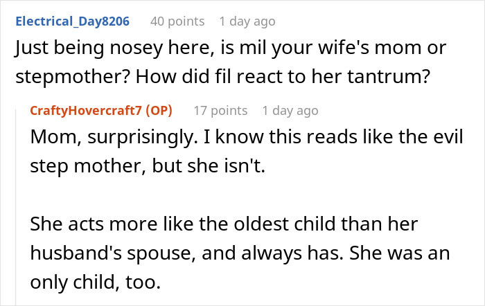Reddit thread screenshot discussing greedy mom and inheritance, user asks if mil is wife's mom or stepmother Reddit thread screenshot discussing greedy mom and inheritance, user asks if mil is wife's mom or stepmother