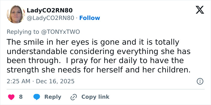 Screenshot of a social media comment discussing Erika Kirk photo before Charlie's assassination and her makeup transformation.