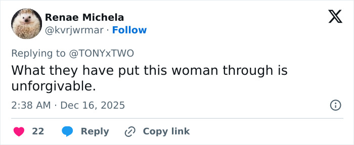 Tweet by user Renae Michela expressing outrage over a woman's makeup transformation before Charlie's assassination.