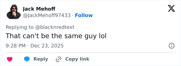 Tweet by user Jack Mehoff reacting to unrecognizable appearance of 2000s teen heartthrob at age 48. Tweet by user Jack Mehoff reacting to unrecognizable appearance of 2000s teen heartthrob at age 48.