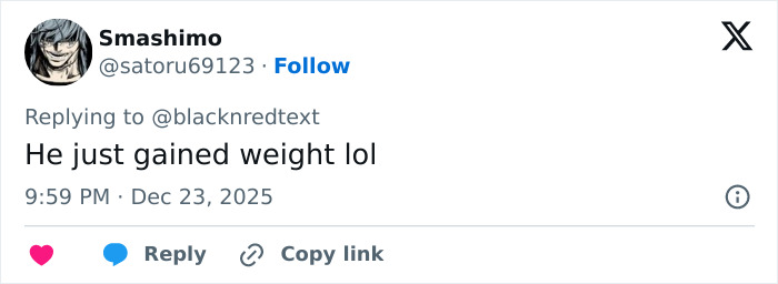 Comment on social media post mentioning a 2000s teen heartthrob's unrecognizable appearance and weight gain at age 48. Comment on social media post mentioning a 2000s teen heartthrob's unrecognizable appearance and weight gain at age 48.