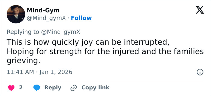 Tweet expressing sympathy for injured and grieving families after a ski resort explosion that took dozens of lives. Tweet expressing sympathy for injured and grieving families after a ski resort explosion that took dozens of lives.