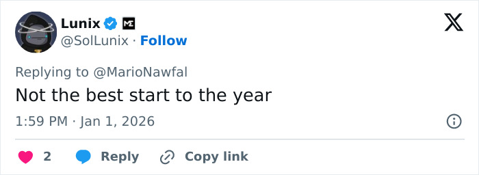 Tweet by Lunix on social media reacting to the ski resort explosion that took dozens of lives on New Year's.