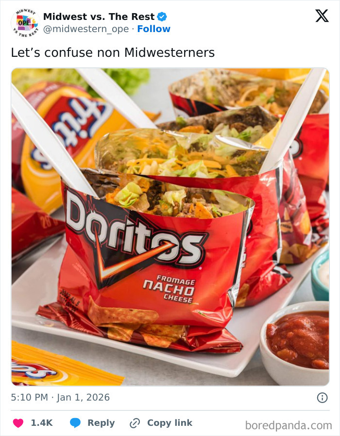 Doritos bags filled with taco salad and forks, showcasing a popular Midwest life snack and corn craving.