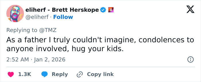 Screenshot of a Twitter reply expressing condolences over Tommy Lee Jones' joke about firing daughter Victoria after her body was found.