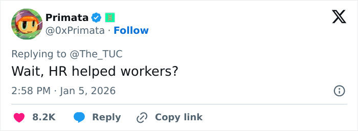 Screenshot of a tweet by user Primata reacting to HR support for workers in a workplace discussion about logging off at 5PM. Screenshot of a tweet by user Primata reacting to HR support for workers in a workplace discussion about logging off at 5PM.