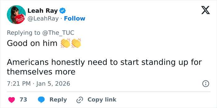 Tweet by Leah Ray applauding a Dutch worker giving an annoyed American boss a reality check after logging off at 5PM.