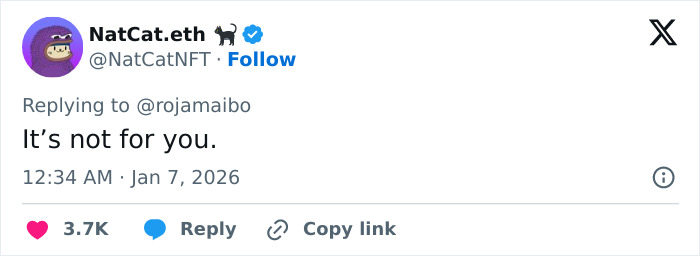 Screenshot of a Twitter reply saying It’s not for you, related to woman viciously trolled after breast reduction viral post. Screenshot of a Twitter reply saying It’s not for you, related to woman viciously trolled after breast reduction viral post.