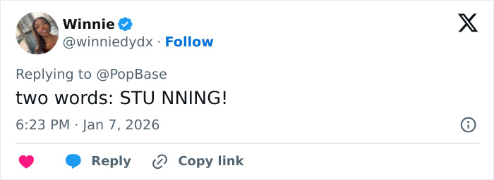 Tweet screenshot about Zendaya wax figure reading two words STU NNING! showing avatar and time Tweet screenshot about Zendaya wax figure reading two words STU NNING! showing avatar and time