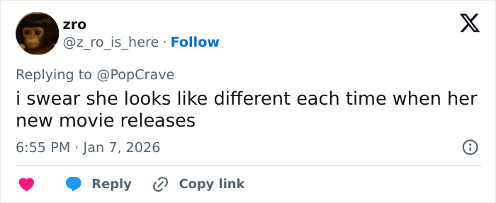 Tweet screenshot criticizing Zendaya wax figure, user says she looks different each time a new movie releases. Tweet screenshot criticizing Zendaya wax figure, user says she looks different each time a new movie releases.