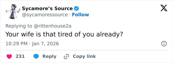 Tweet reply from Sycamore&rsquo;s Source addressing Kyle Rittenhouse amid internet outrage over ICE slaying reaction in Minneapolis.