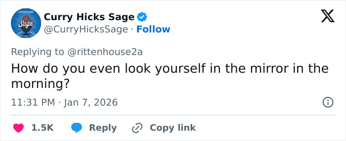 Tweet from Curry Hicks Sage reacting to Kyle Rittenhouse amid internet explosion over ICE slaying in Minneapolis controversy