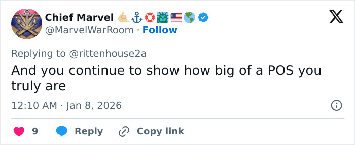 Tweet from Chief Marvel replying to Kyle Rittenhouse, sparking internet outrage over reaction to ICE slaying in Minneapolis. Tweet from Chief Marvel replying to Kyle Rittenhouse, sparking internet outrage over reaction to ICE slaying in Minneapolis.