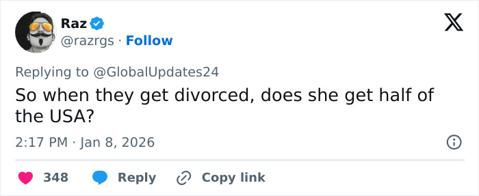 Tweet by Raz joking about Barron Trump and Princess Isabella, referencing monarchy and securing Greenland in a viral post. Tweet by Raz joking about Barron Trump and Princess Isabella, referencing monarchy and securing Greenland in a viral post.