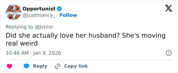 Screenshot of a tweet discussing Erika Kirk amid custody speculation after a congresswoman&rsquo;s explosive remark.