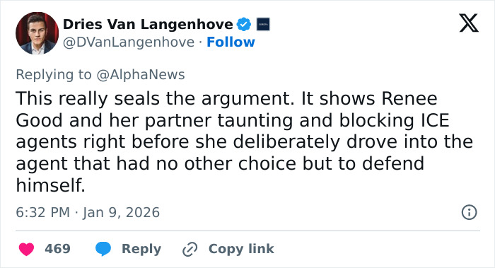 Screenshot of a tweet discussing newly released ICE video showing context to the fatal shooting of Renée Nicole Good. Screenshot of a tweet discussing newly released ICE video showing context to the fatal shooting of Renée Nicole Good.