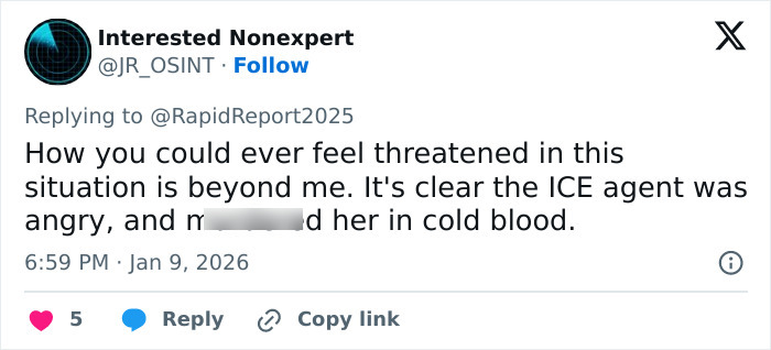 Screenshot of a tweet discussing the newly released ICE video adding context to the fatal shooting of Renée Nicole Good. Screenshot of a tweet discussing the newly released ICE video adding context to the fatal shooting of Renée Nicole Good.