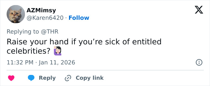 Twitter user expressing frustration with celebrities, referencing Selena Gomez and Benny Blanco's Golden Globes look causing a disgusting mess. Twitter user expressing frustration with celebrities, referencing Selena Gomez and Benny Blanco's Golden Globes look causing a disgusting mess.