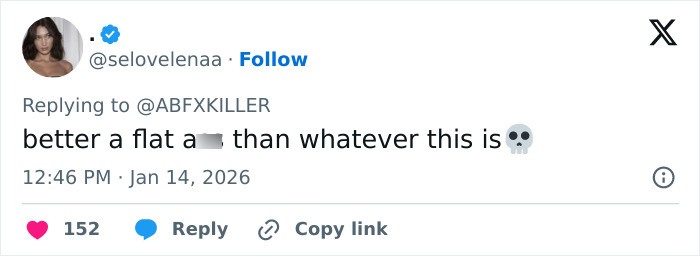 Screenshot of a Twitter reply reacting to Kylie Jenner’s weird Golden Globes seat photo, sparking online debate. Screenshot of a Twitter reply reacting to Kylie Jenner’s weird Golden Globes seat photo, sparking online debate.