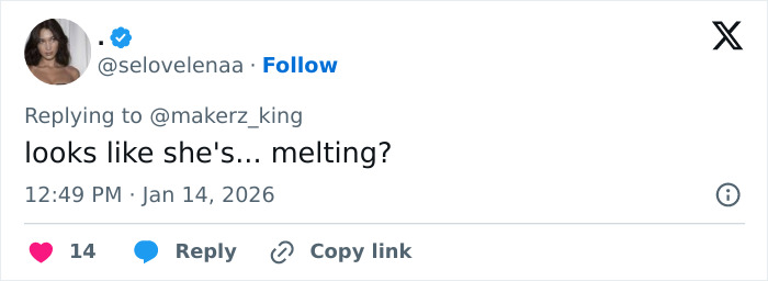 Twitter user replying to a post about Kylie Jenner’s weird Golden Globes seat photo sparking heated debate online.