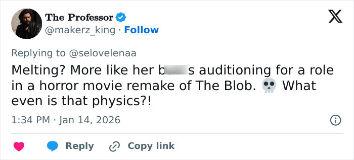 Tweet from The Professor reacting to Kylie Jenner’s Golden Globes seat photo, sparking heated online debate.