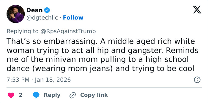 Tweet mocking Lara Trump&rsquo;s dance moves in new music video, highlighting public reaction and viral criticism online.