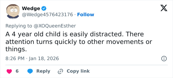 Screenshot of a social media reply discussing attention span, related to Meghan Markle's 2016 throwback post controversy.