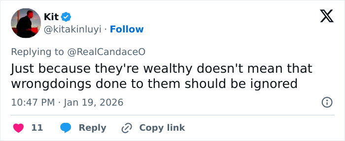 Screenshot of a social media reply discussing family feud comments related to Brooklyn Beckham breaking silence.