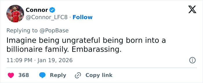 Tweet criticizing Brooklyn Beckham’s family, sparking discussions about Nicola Peltz’s background online. Tweet criticizing Brooklyn Beckham’s family, sparking discussions about Nicola Peltz’s background online.