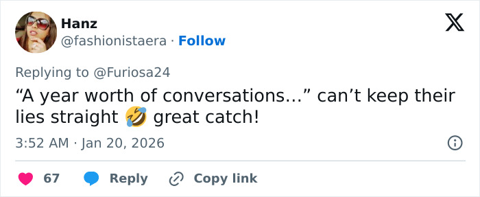 Screenshot of a social media reply highlighting the contradiction in Brooklyn Beckham's accusations against his parents.