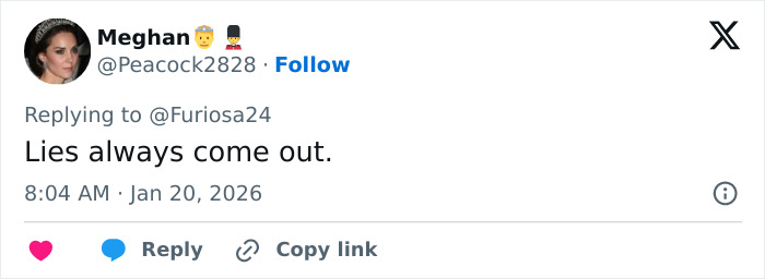User reply on social media platform expressing opinion on Brooklyn Beckham's accusations against parents during a public discussion.