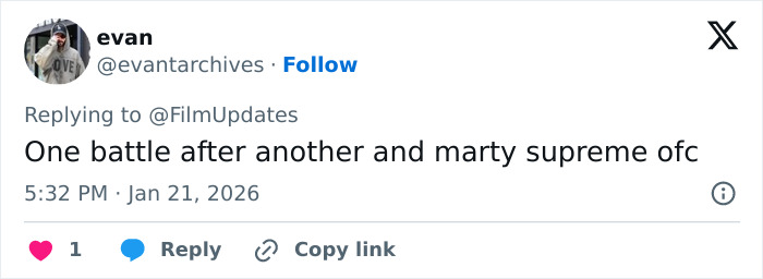 Tweet from user evan responding to FilmUpdates about the Academy releasing 2026 Oscar nominations.