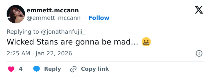 Social media user reacting to the Academy Releases 2026 Oscar Nominations with an emoji and comment online.