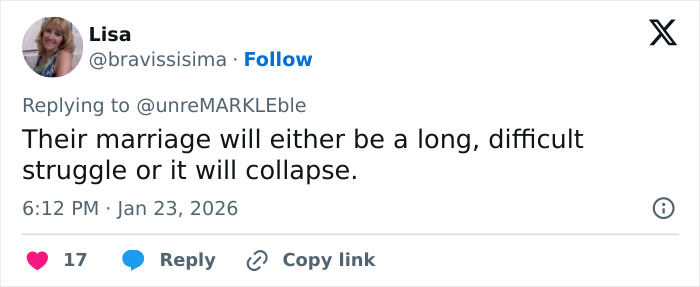 Tweet screenshot showing a comment about a difficult struggle in the tense exchange between Victoria Beckham and Nicola Peltz.