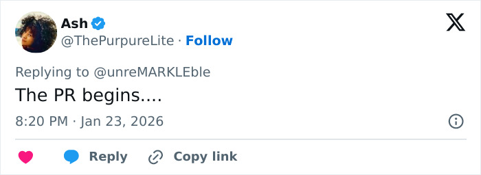 Tweet from Ash commenting on a tense exchange involving Victoria Beckham and Nicola Peltz amid their feud. Tweet from Ash commenting on a tense exchange involving Victoria Beckham and Nicola Peltz amid their feud.