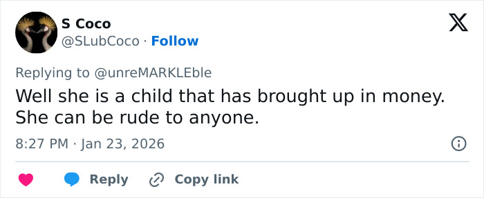 Tweet criticizing behavior amid Victoria Beckham and Nicola Peltz tense exchange going viral during public feud. Tweet criticizing behavior amid Victoria Beckham and Nicola Peltz tense exchange going viral during public feud.