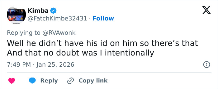 Tweet by Kimba discussing the news about Alex Pretti’s fate revealed to his parents by a reporter. Tweet by Kimba discussing the news about Alex Pretti’s fate revealed to his parents by a reporter.