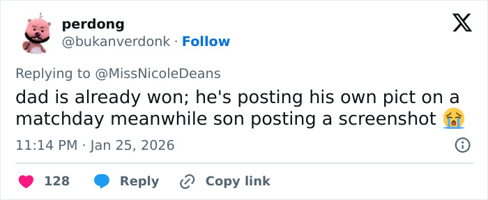 Tweet discussing David Beckham publicly teasing his son amid ongoing family rift during their worst crisis ever faced.
