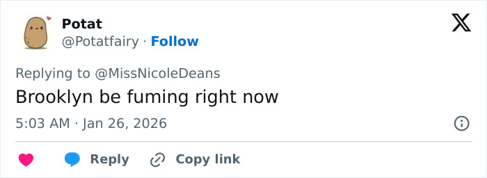 Screenshot of a tweet reacting to David Beckham publicly teasing his son amid an ongoing family rift and crisis.