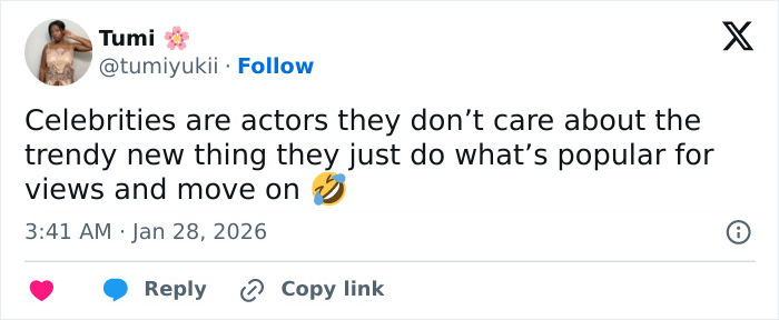 Tweet from user Tumi discussing celebrities and trends, relating to JoJo Siwa’s latest confession and massive transformation reactions. Tweet from user Tumi discussing celebrities and trends, relating to JoJo Siwa’s latest confession and massive transformation reactions.