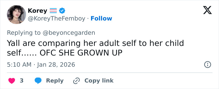 Screenshot of a Twitter reply discussing JoJo Siwa’s massive transformation and reactions to her grown-up appearance. Screenshot of a Twitter reply discussing JoJo Siwa’s massive transformation and reactions to her grown-up appearance.