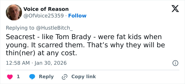 Screenshot of a social media post discussing Ryan Seacrest’s extremely skinny look and the growing Hollywood trend. Screenshot of a social media post discussing Ryan Seacrest’s extremely skinny look and the growing Hollywood trend.