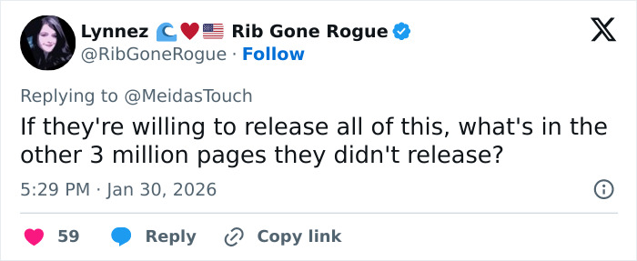 Screenshot of a tweet questioning the unreleased 3 million pages of files related to the 13-year-old Epstein victim claims. Screenshot of a tweet questioning the unreleased 3 million pages of files related to the 13-year-old Epstein victim claims.
