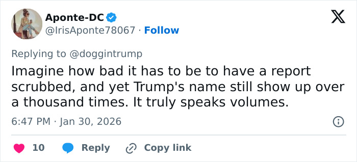 Screenshot of a tweet discussing Epstein victim files mentioning Trump’s name appearing frequently in new reports. Screenshot of a tweet discussing Epstein victim files mentioning Trump’s name appearing frequently in new reports.
