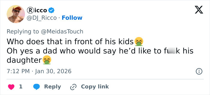 Screenshot of a tweet reacting to new files about 13-year-old Epstein victim claims involving Trump.